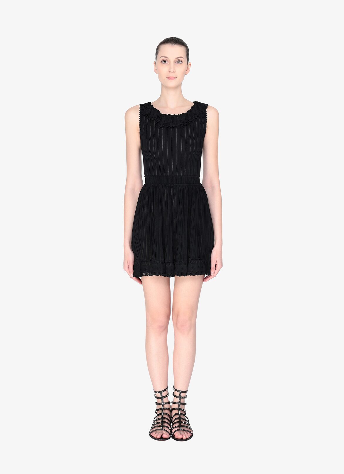 ROBE-MINI SANS MANCHES FALBALAS EDITION NOIR ALAÏA NOIR  ROBE-MINI SANS MANCHES FALBALAS EDITION NOIR